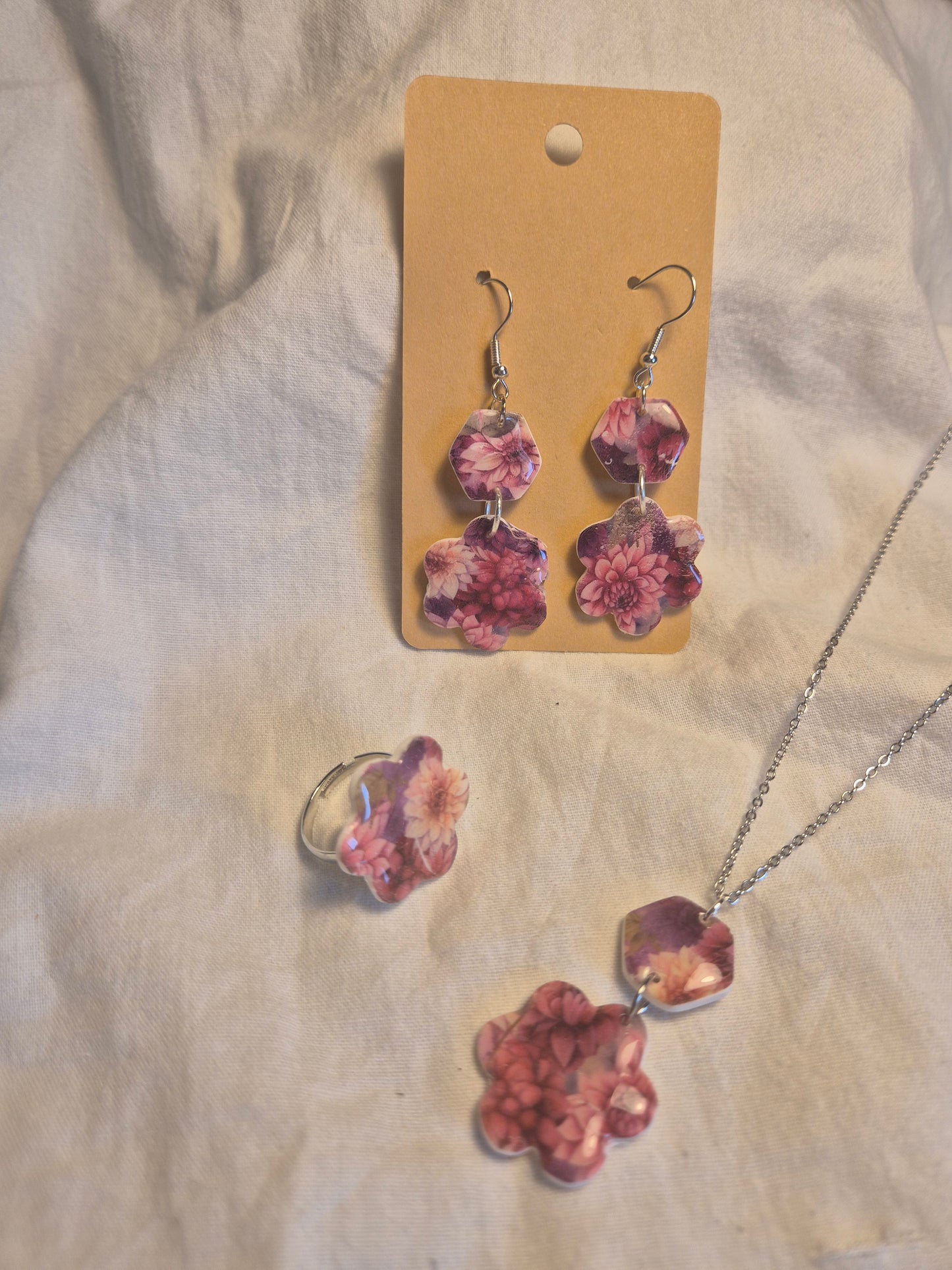 Parure Boucle d'oreille 6cm,bague,collier
